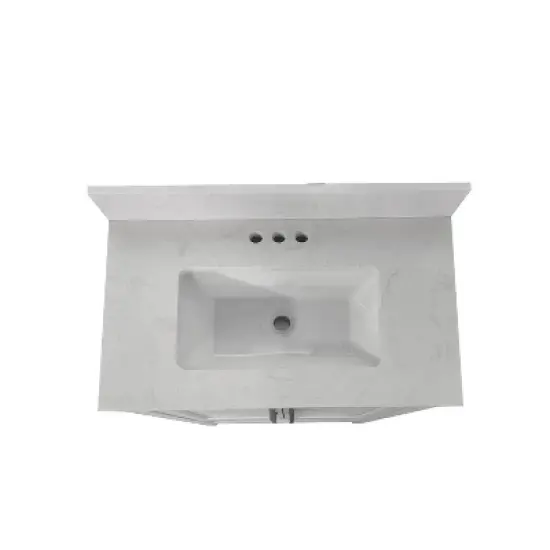 Merrick Lane Bathroom Vanity with Ceramic Sink, Carrara Marble Finish Countertop, Storage Cabinet with Soft Close Doors and Open Shelf image {9}