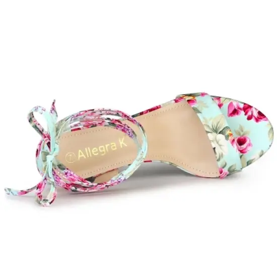 Allegra K Women's Block Heel Lace Up Heel Sandals image {3}