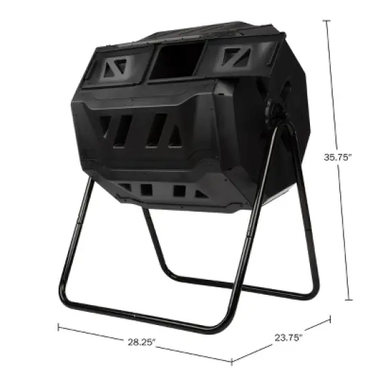 Pure Garden Compost Tumbler - 43Gal Compost Bin with Dual Chambers, 360-Degree Rotating Design, and Garden Gloves Included image {6}