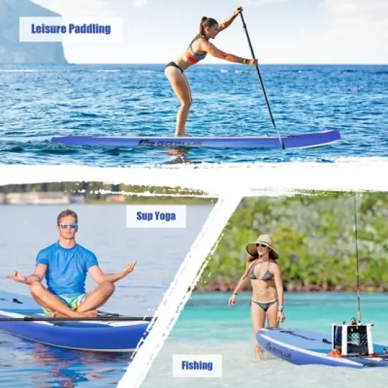 Costway 11&rsquo; Inflatable Stand Up Paddle Board SUP W/Carrying Bag Aluminum Paddle Navy image {7}