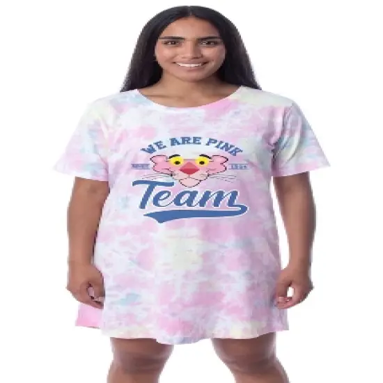 The Pink Panther Womens' 1964 We Are Pink Team Nightgown Sleep Pajama Shirt Multicolored image {3}