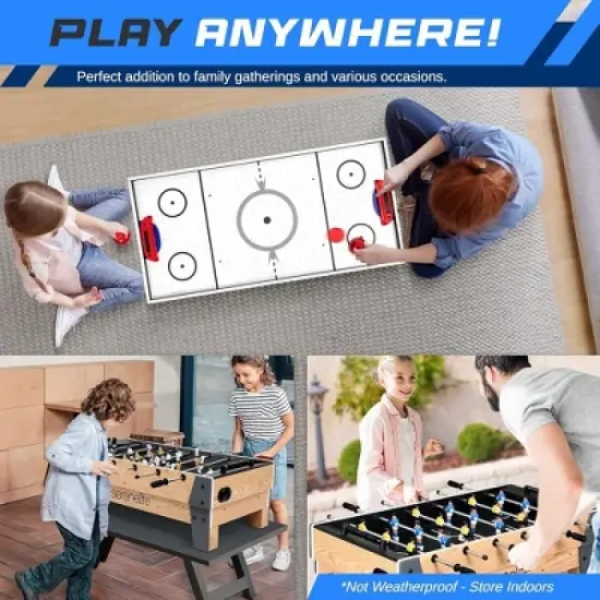 SereneLife 38" Table Top Air Hockey & 40" Foosball Set - 2-in-1 Swivel Game Table with Soccer Ball, Pucks & Pushers image {4}
