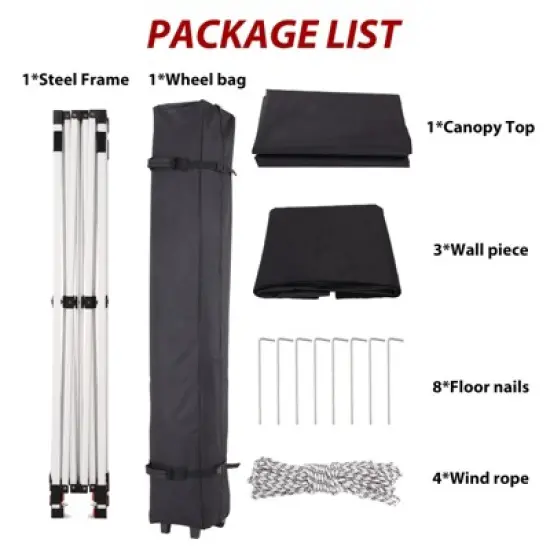 Pop Up Canopy Tent, 10 x 10 Ft Commercial Instant Shade Canopy with Roller Bag, Outdoor Portable Canopy for Events, Parties, Camping image {3}