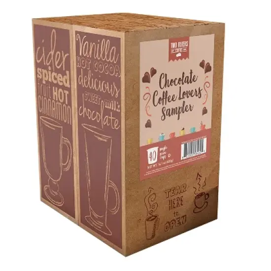 Two Rivers Coffee Pods, 2.0 Keurig K-Cup Compatible, Chocolate Coffee Lovers Sampler,52 Count image {1}