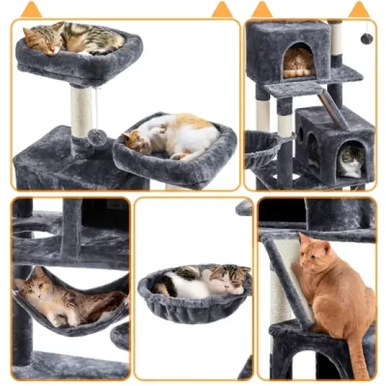 Yaheetech 71.5"H Plush Cat Tree with 2 Condos image {3}