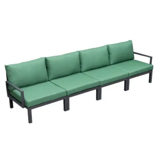 LeisureMod Hamilton Aluminum Patio Armchairs With Cushions Set of 4 image {15}