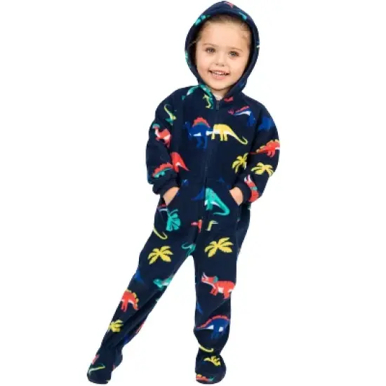Footed Pajamas - Dinosaur Kingdom Toddler Hoodie Fleece Onesie image {3}