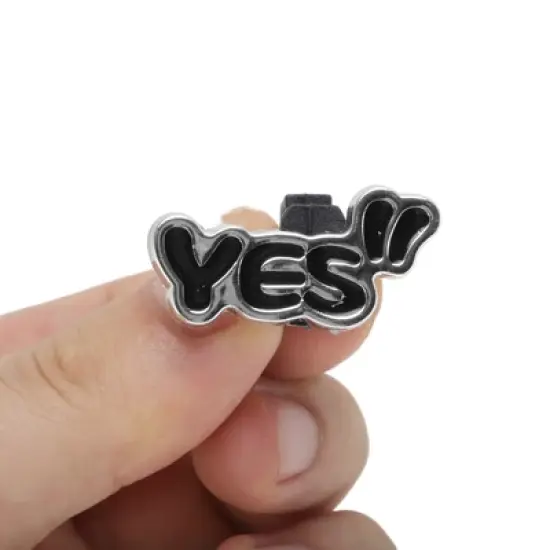 Unique Bargains Yes Pattern Shoelace Charms Black Silver Tone 1 Pair image {2}