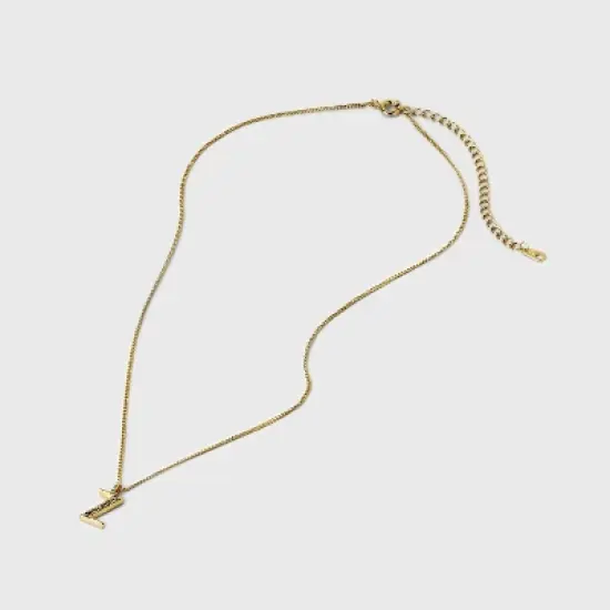 Gold Dipped Cubic Zirconia Initial Pendant Necklace - A New Day&trade; Gold image {2}