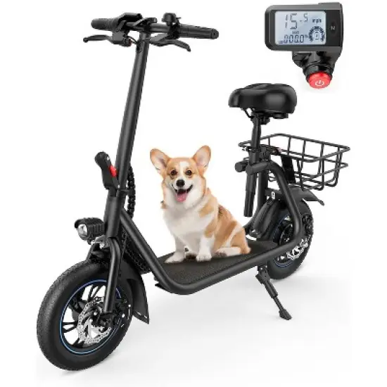 Mastgoal 450W Electric Scooter with Seat for Adults, 12 inch Commuter Electric Scooter with Basket, 280Wh Battery & 21 Mileage image {8}