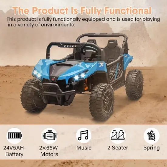 Garvee 24V Ride On UTV for Big Kids, 2 Seater Electric Car with Remote Control, LED Lights, Shock Absorbers, Storage, Ride On Toy for Kids image {5}