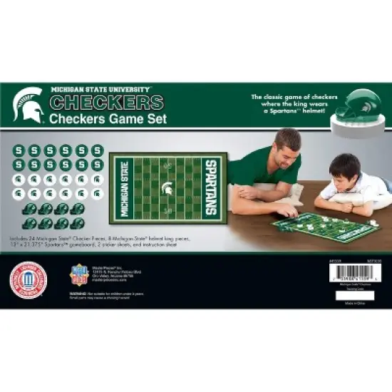 MasterPieces Officially licensed NCAA Michigan State Spartans Checkers Board Game for Families and Kids ages 6 and Up image {3}