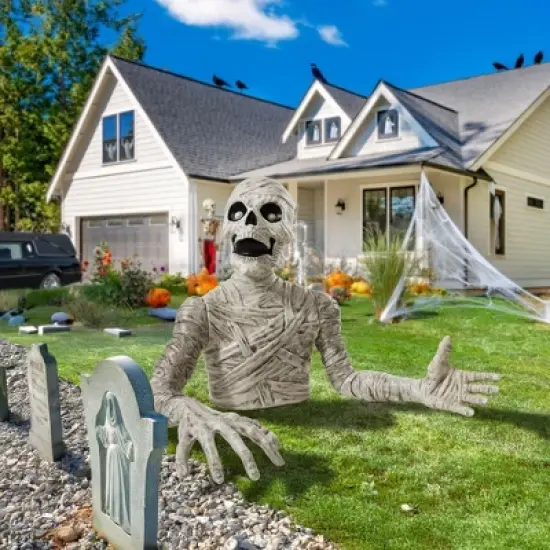 BOO BOX 36"  Groundbreaking Mummy - Scary Outdoor Halloween Decorations for Porch or Yard image {4}