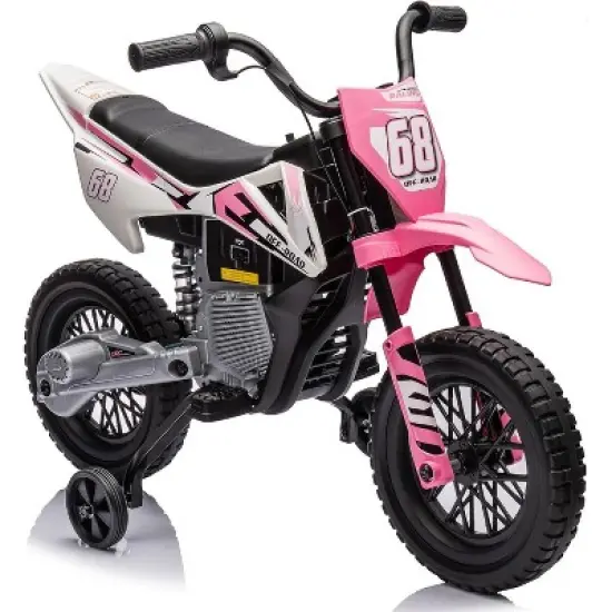 12V Kids Electric Dirt Bike with Training Wheels, Rear-Wheel Drive, Battery Powered Ride-On Motorcycle for Toddlers Ages 3+ image {9}