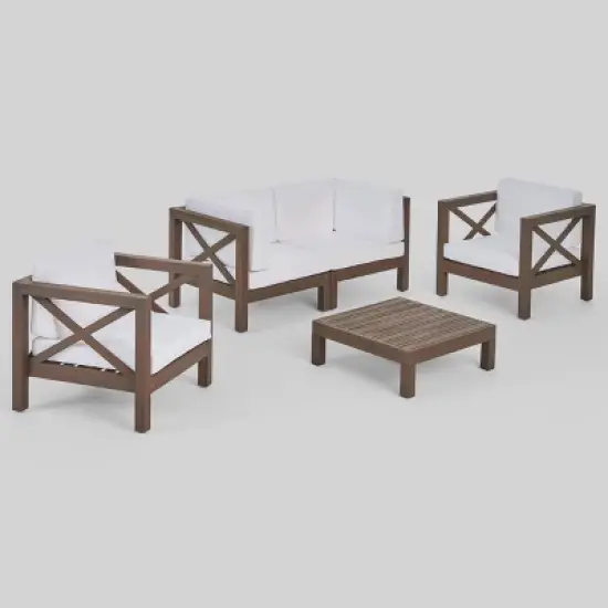 Brava 5pc Acacia Wood Patio Conversation Set - Christopher Knight Home image {1}