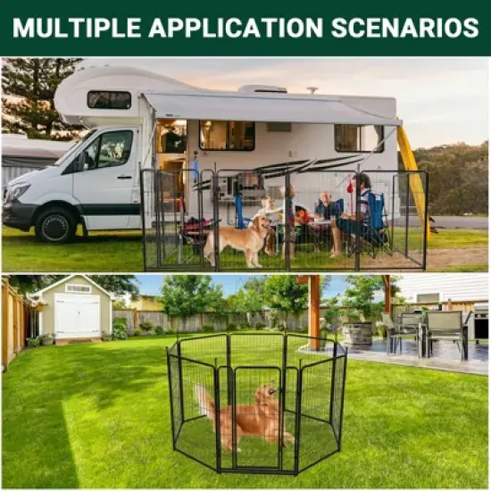 Dog Playpen,48 Inch(H) 18 Ft(L) 8 Panels Dog Fence Indoor/Outdoor ,Heavy Duty Metal Pet Puppy Exercise Pen,  Wide Door Low Threshold image {4}