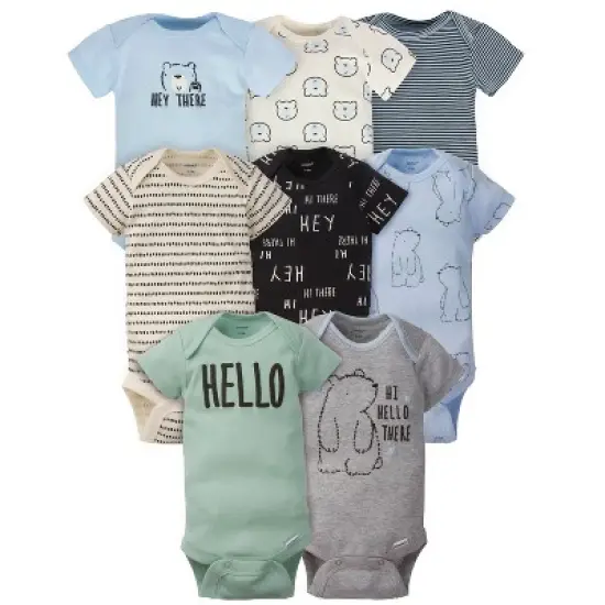 Gerber Baby Boys' Short Sleeve Onesies&reg; Bodysuits, 8-Pack image {17}