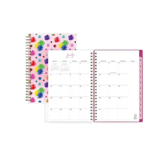 Blue Sky 5"x8" 2025-2026 Travel Write Draw Wirebound Weekly/Monthly Planner Clear Cover Pom Pink image {3}