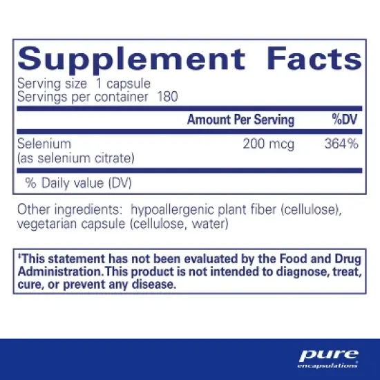 Pure Encapsulations Selenium (Citrate) - For Immune System Support & Cellular Health - Supports Blood Flow* - Gluten Free & Vegan image {1}