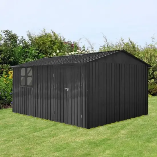 Coolbibila-10Ftx12Ft Storage Sheds, Metal Sheds With Waterproof Roofs And Durable Metal Frame, Tool Sheds With Lockable Doors And Window image {6}