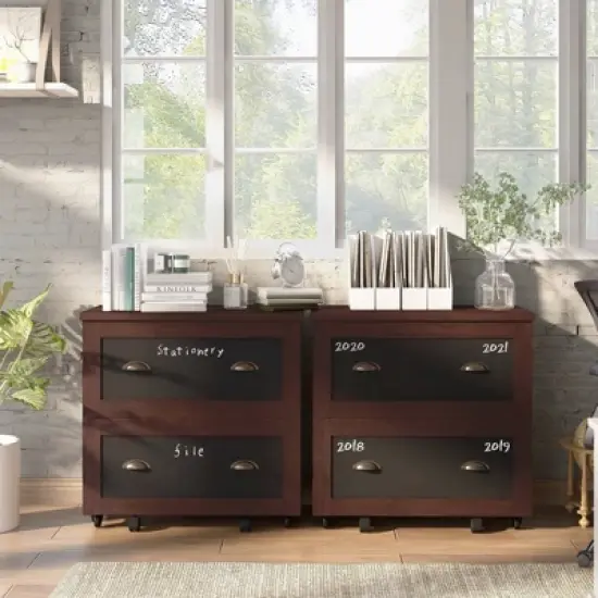 Garon Rustic 2 Drawer Filing Cabinet Walnut- miBasics image {2}