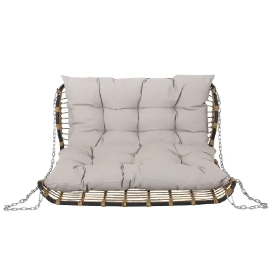 Christopher Knight Home Arruda Outdoor Wicker Porch Swing with Cushions image {4}