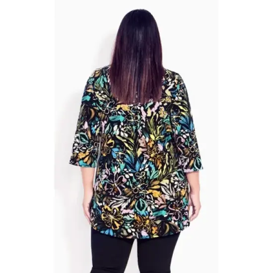 Women's Plus Size Luella Top - black floral | AVENUE STUDIO image {1}