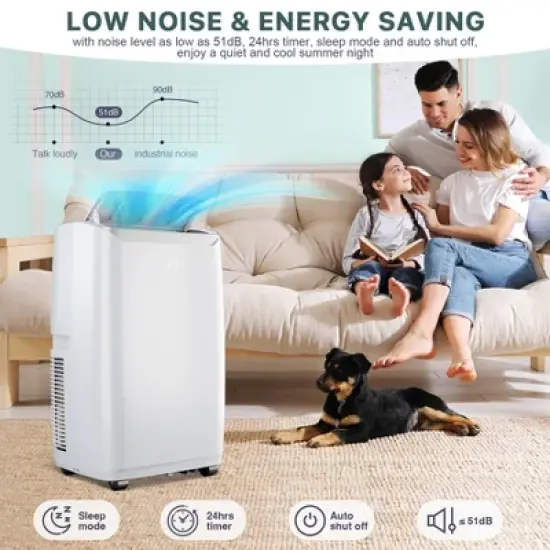 12000BTU Portable Air Conditioner, 3-in-1 Cooling/Dehumidifying/Fresh Air Modes, 550 sq. ft Coverage, 51dB Quiet Sleep Mode image {4}