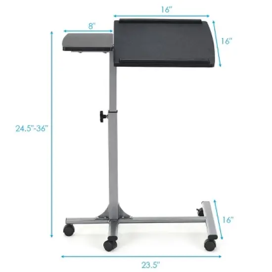 Costway Adjustable Angle & Height Rolling Laptop Notebook Desk Stand Over Sofa Bed Table image {9}