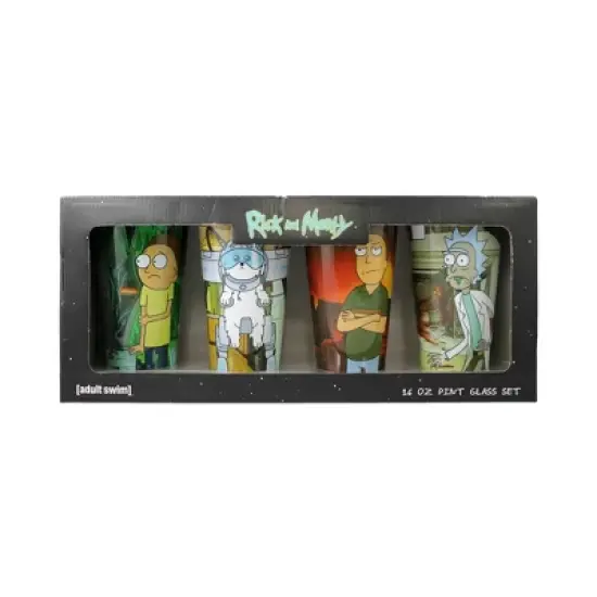 Just Funky Rick and Morty 16 Ounce Pint Glass Set of 4 | Rick | Morty | Jerry | Snuffles image {2}