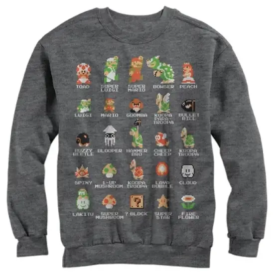 Men's Nintendo Super Mario Bros Character Guide Sweatshirt image {2}