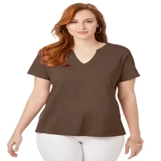 Jessica London Women&rsquo;s Plus Size Short Sleeve Notch Neck Tee image {2}
