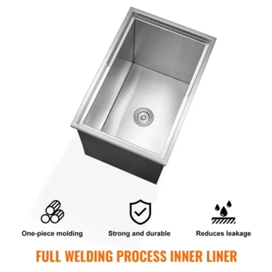 VEVOR Drop in Ice Chest, 27"L x 18"W x 21"H Stainless Steel Ice Cooler, Commercial Ice Bin with Sliding Cover, 40.9 qt Outdoor Kitchen Ice Bar image {4}