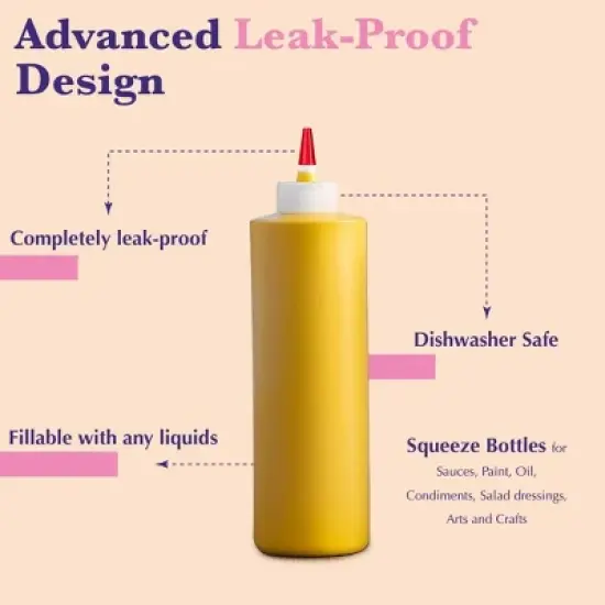 6-Pack 4oz Condiment Squeeze Bottles &ndash; Durable Plastic with Funnel, Erasable Marker & Reusable Labels &ndash; Perfect for Sauces, Dressings & More image {5}