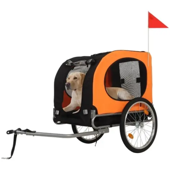 Dog Bike Trailer for Medium Large Dogs - Convertible to Jogging Stroller, Foldable Pet Bicycle Carrier with 19" Air Tires, fits 20"-29" Bike image {9}