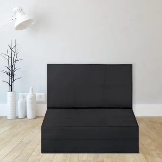 Costway Convertible Fold Down Chair Flip Out Lounger Sleeper Bed Couch Black image {4}