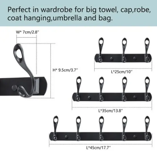 Unique Bargains Household Wall Mounted Stainless Steel Coat Rack Hook Rail for Coat Hat Towel Mudroom Bathroom image {5}