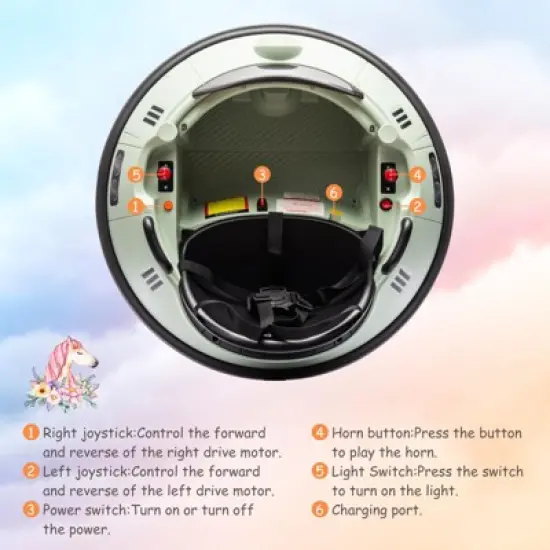 Ride On Bumper Car, 12V Electric Kids Car with Remote Control, Safety Belt, Music, Flashing Lights, 360 Degree Spin image {4}