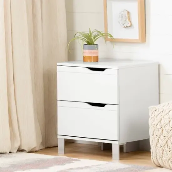 Kanagane 2 Drawer Nightstand Pure White - South Shore image {1}