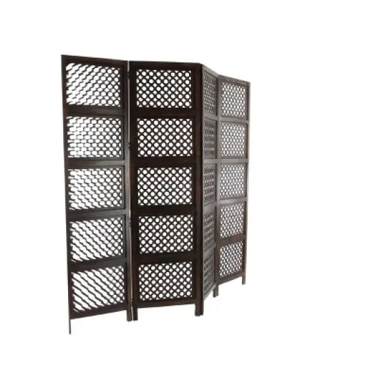 Traditional Wood Rectangle Room Divider Screen Brown - Olivia & May image {5}