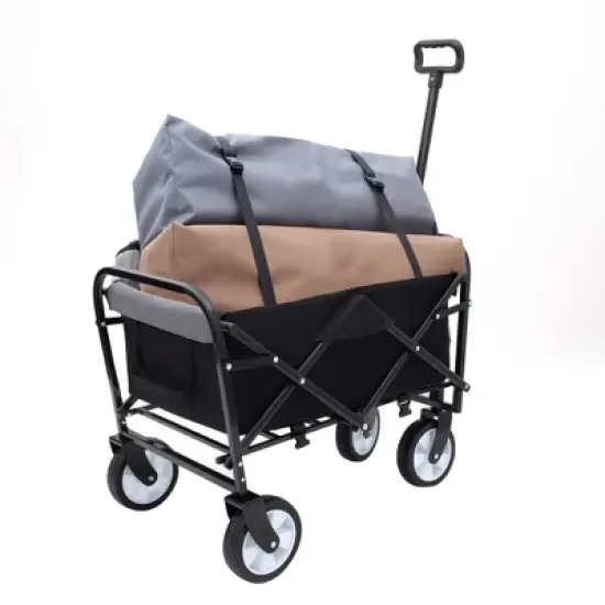 Collapsible Foldable Wagon Cart with strapping system Beach Wagon, Utility Cart for Camping Supports 225lbs image {6}