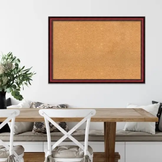 Amanti Art Rubino Cherry Scoop Wood Framed Corkboard, Natural Cork image {7}