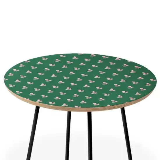 Maritza Lisa Retro Pink Leaf Pattern Side Table - Deny Designs image {1}