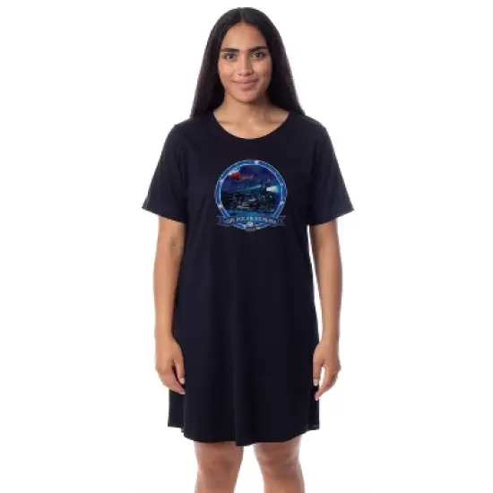 Polar Express Womens' Train Movie Film Nightgown Sleep Pajama Shirt Black image {3}