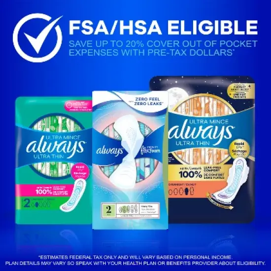 Always Ultra Thin Pads Size 1 Regular Absorbency Unscented - 44ct image {8}