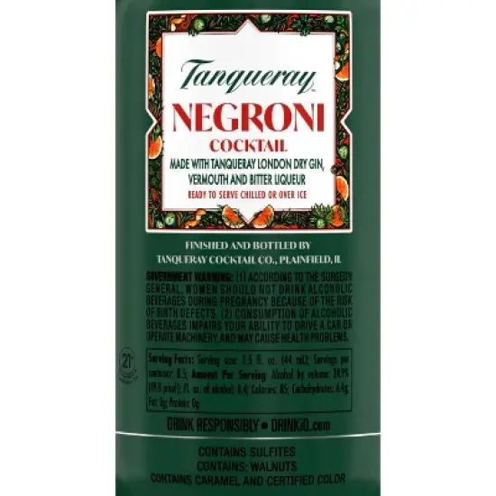 Tanqueray Ready To Drink Negroni Cocktail - 375ml Bottle image {6}