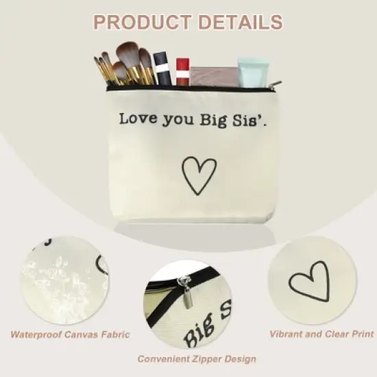 Unique Bargains Women's Birthday Makeup Bag Beige 1 Pc image {4}