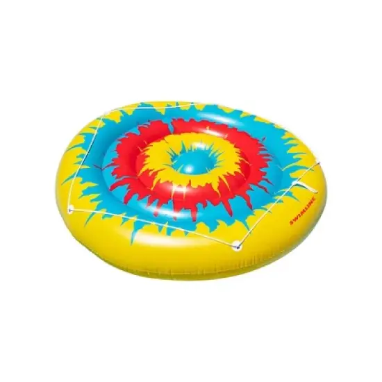 Swim Central 72" Inflatable Multicolor Tie Dye Circular Swimming Pool Float image {1}