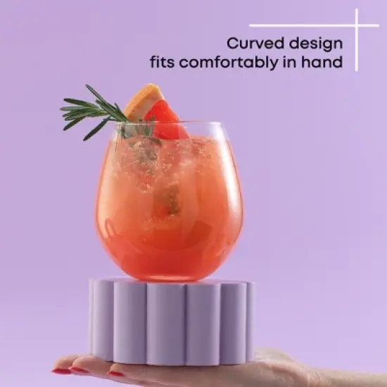 JoyJolt Spirits Stemless Wine Glasses for White or Red Wine - Set of 4 -15-Ounces image {4}