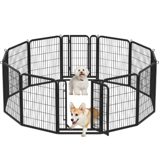 Yaheetech 12 Panels Dog Playpen Metal Pet Playpen, Black image {8}
